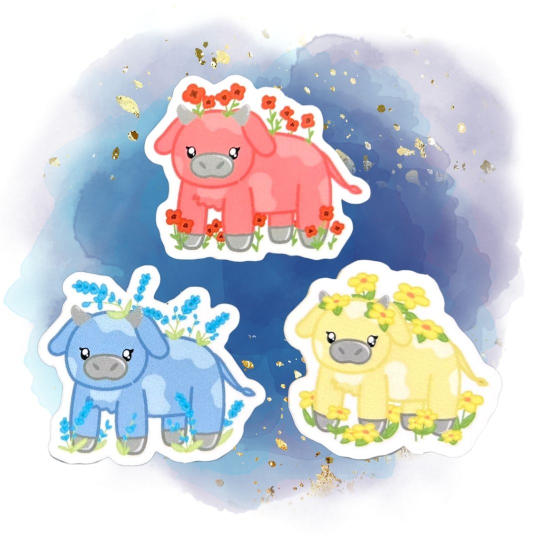 Moobloom Minecraft Set of 5 1.5-Inch Stickers