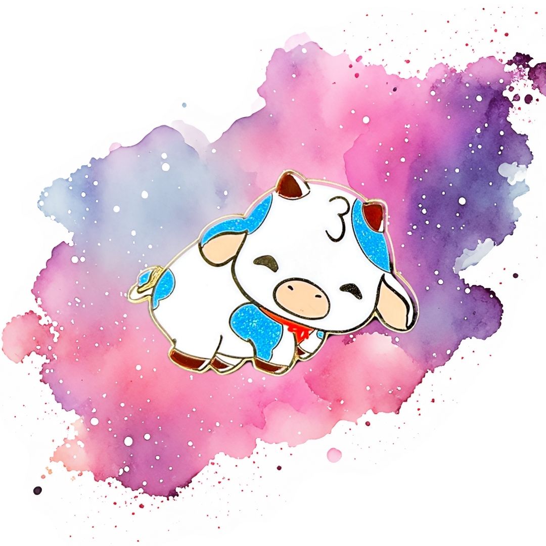 Sparkly Blueberry and Strawberry Enamel Cow Pins