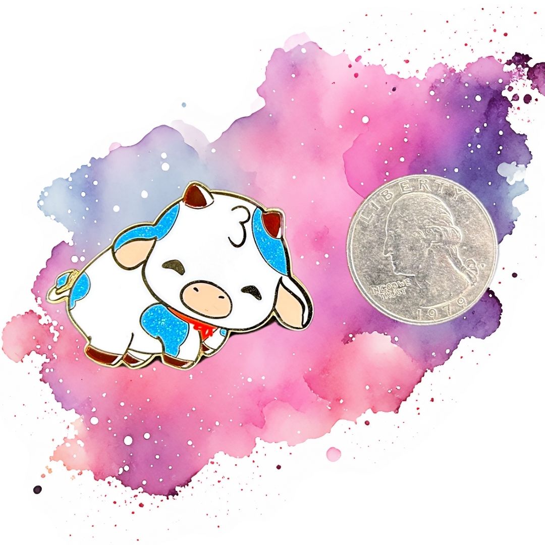 Sparkly Blueberry and Strawberry Enamel Cow Pins