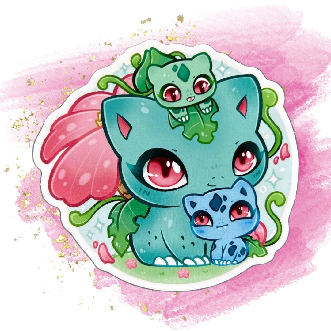 Charizard, Blastoise, Venusaur Families Set of 3, 3-Inch Stickers