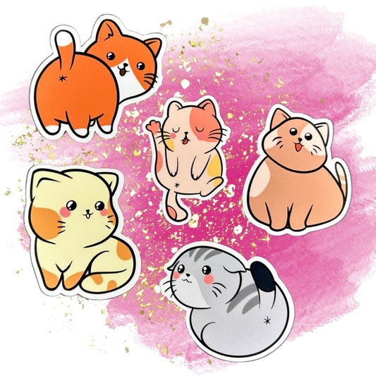 Chibi Cat Set of 5, 2-Inch Stickers