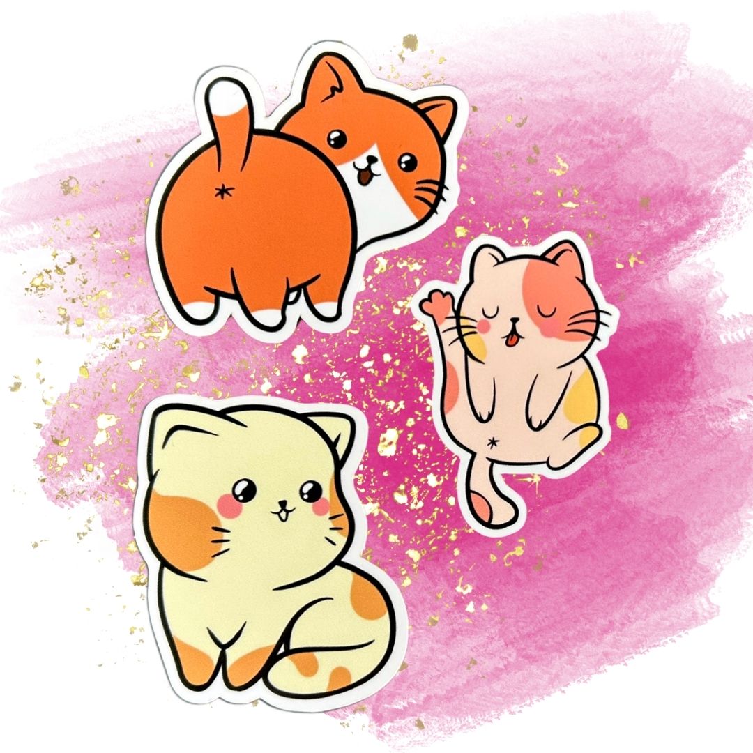 Chibi Cat Set of 5, 2-Inch Stickers