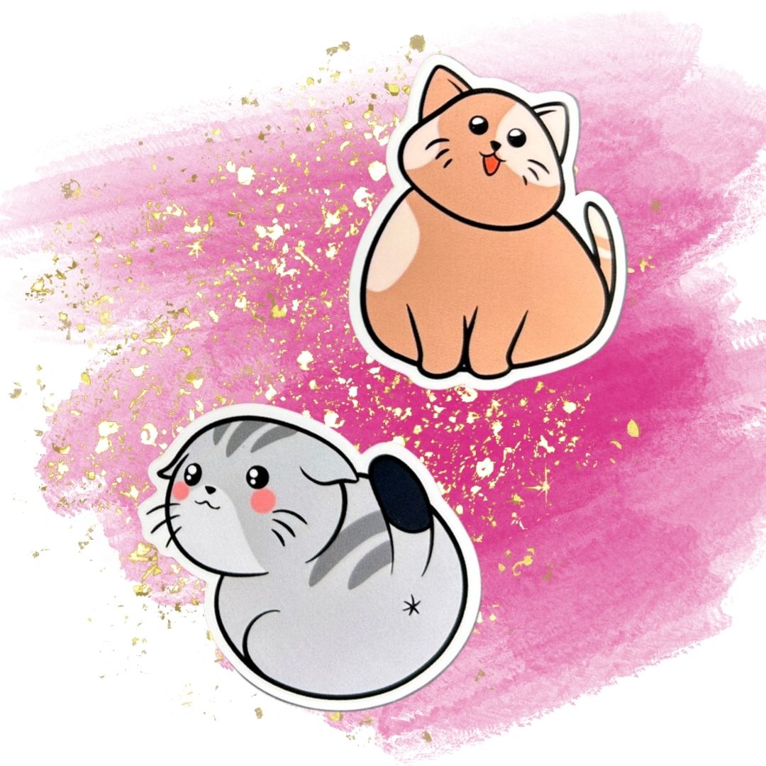 Chibi Cat Set of 5, 2-Inch Stickers
