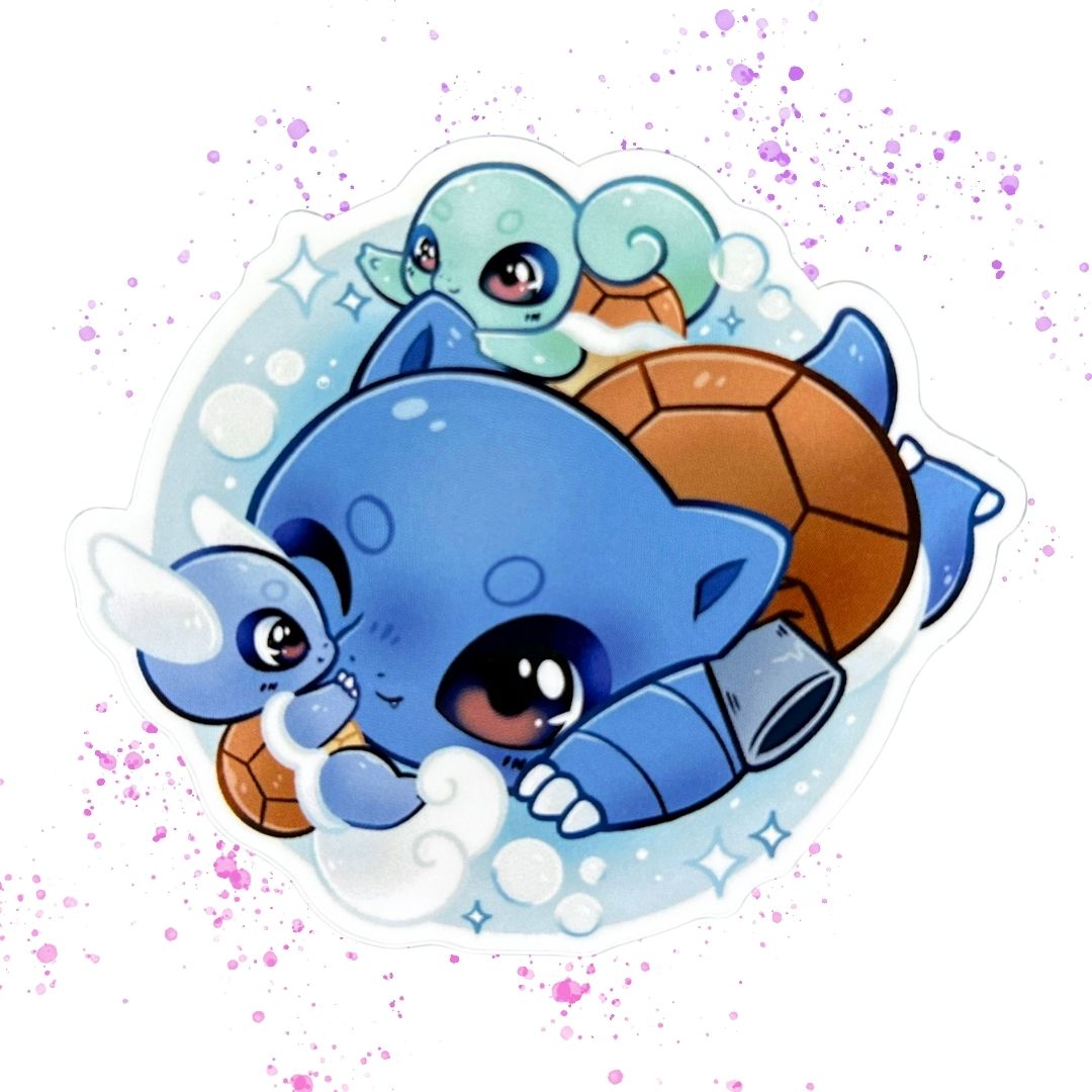 Charizard, Blastoise, Venusaur Families Set of 3, 3-Inch Stickers