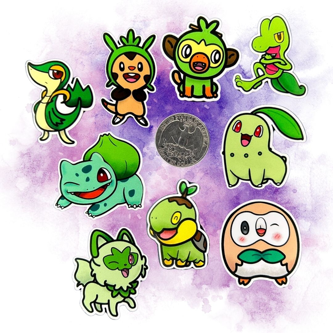 Grass & Water Starter Sets of 1.5-Inch Vinyl Stickers