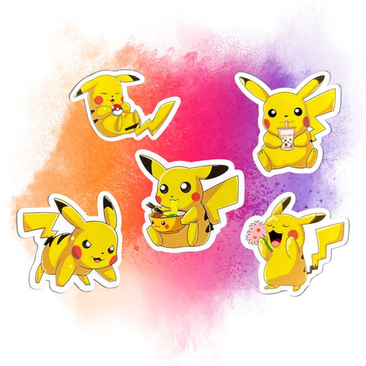 Playful Pikachu Set of 5 1.5-Inch Vinyl Stickers