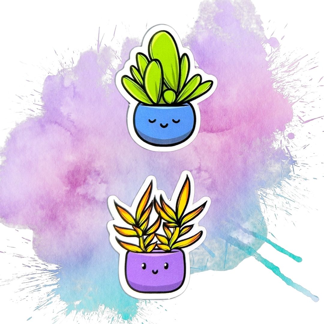 Happy Potted Succulent Set of 5 1.5-Inch Stickers