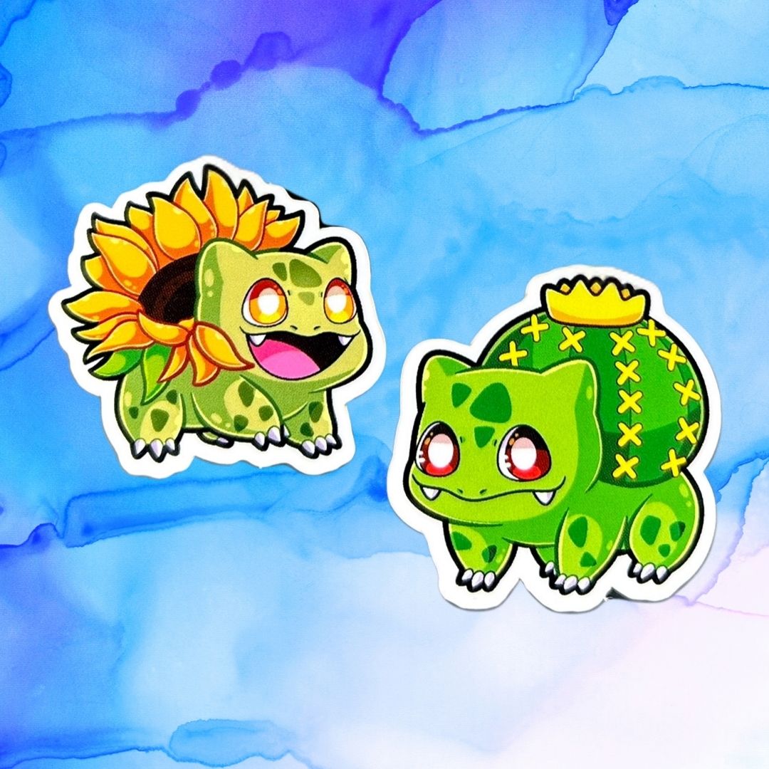 Bulbasaur Flower Set of 5, 1.5-Inch Stickers