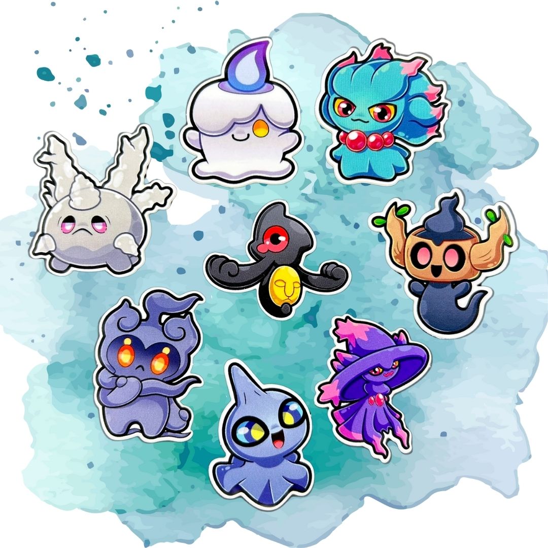 Ghost Pokémon Set of 8 1.5-Inch Vinyl Spooky Boi Stickers
