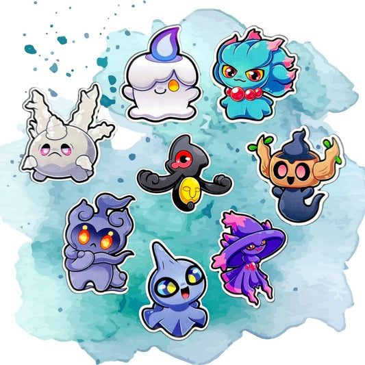 Ghost Pokémon Set of 8 1.5-Inch Vinyl Spooky Boi Stickers