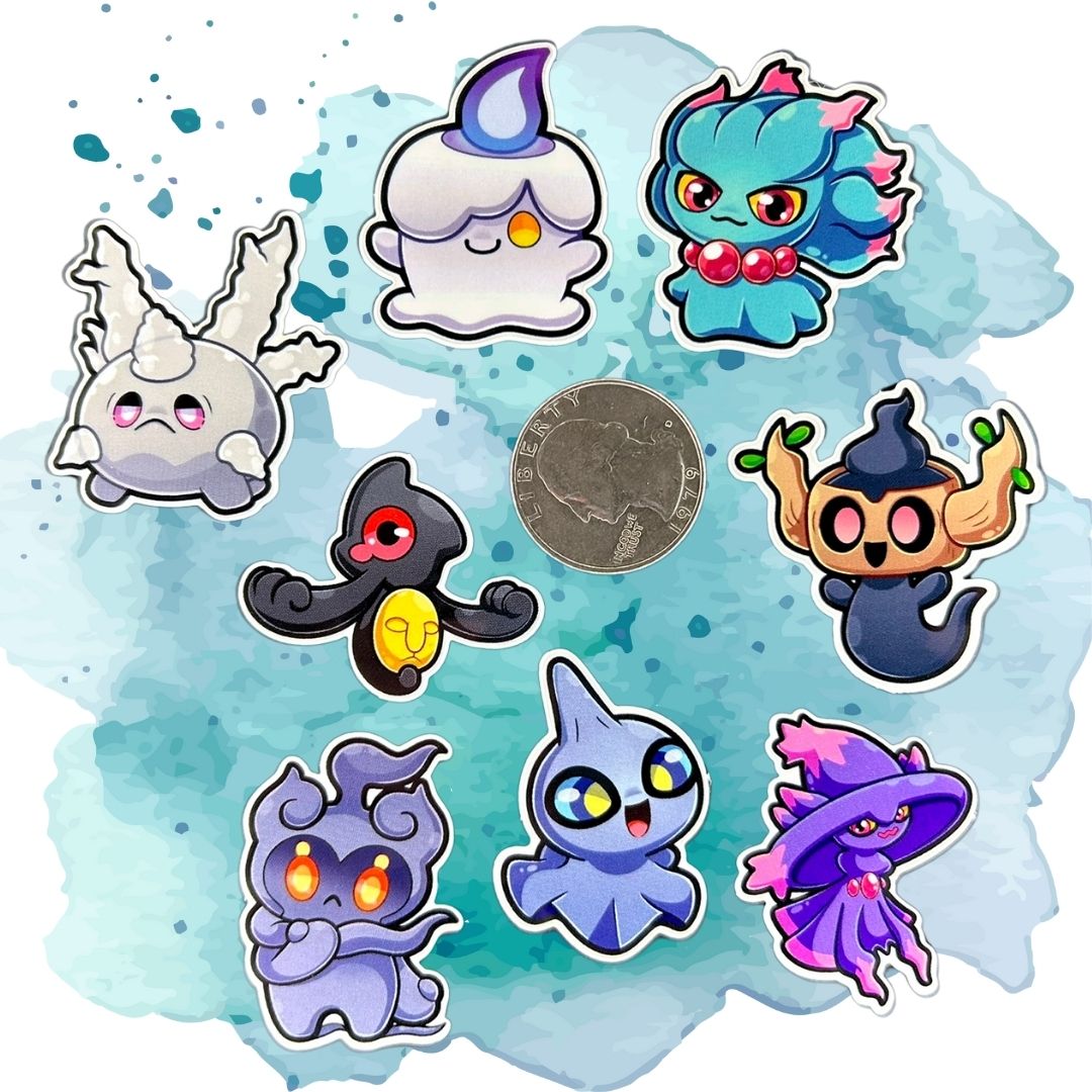 Ghost Pokémon Set of 8 1.5-Inch Vinyl Spooky Boi Stickers