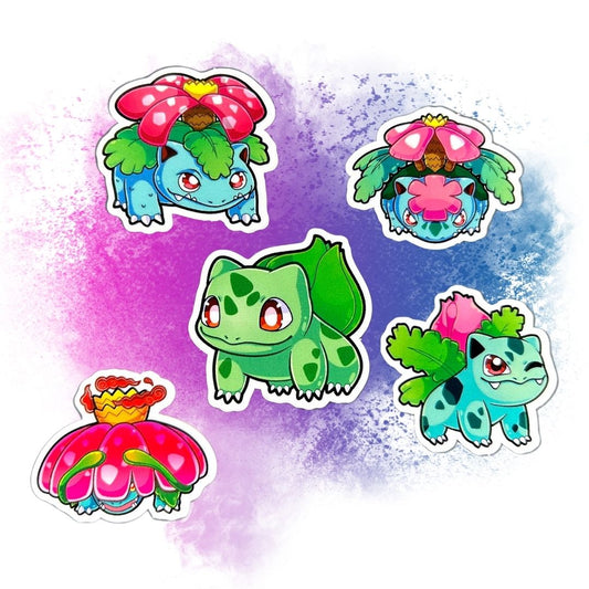 Bulbasaur Evolution Set of 5, 1.5-Inch Stickers