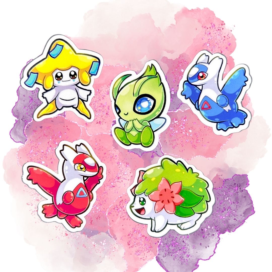 Legendary Pokemon Set of 5 1.5-Inch Vinyl Stickers