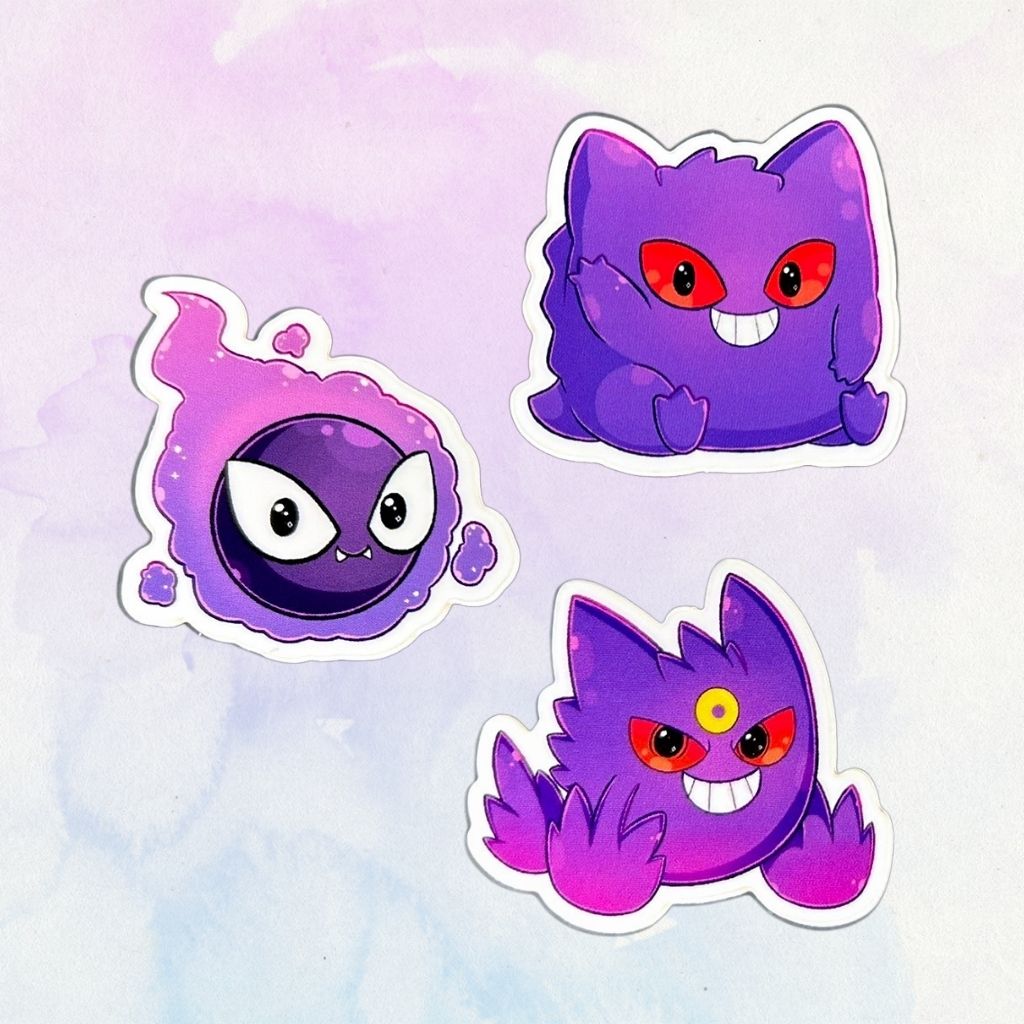 Gastly Evolution Set of 5, 1.5-Inch Stickers