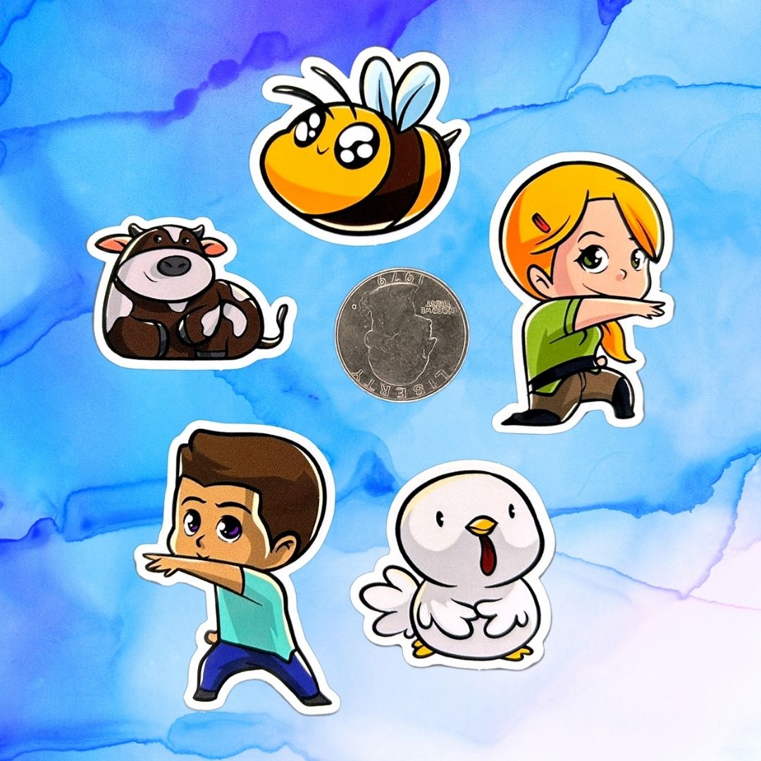 Minecraft Character Set of 5 1.5-Inch Vinyl Stickers