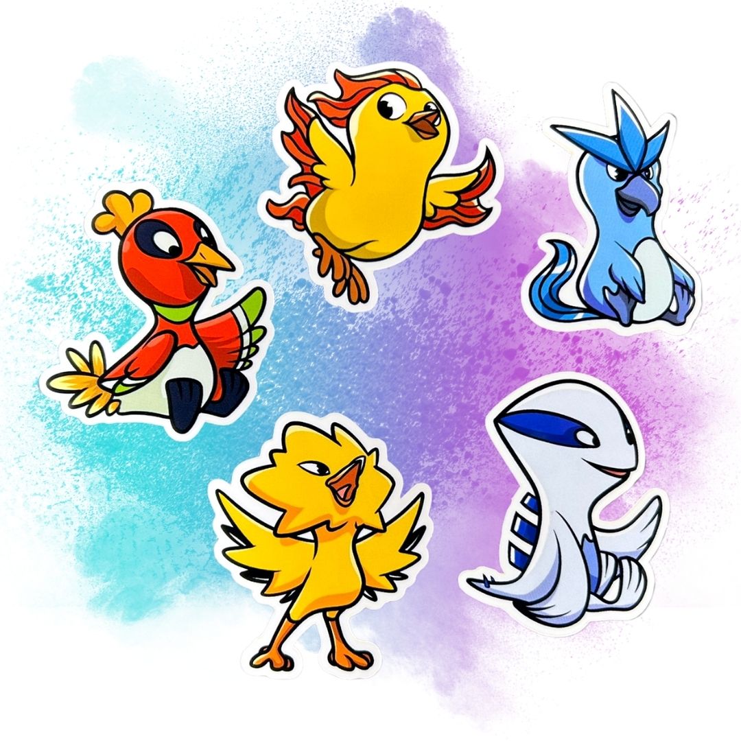 Baby Legendary Bird Pokémon Set of 5, 2-Inch Stickers