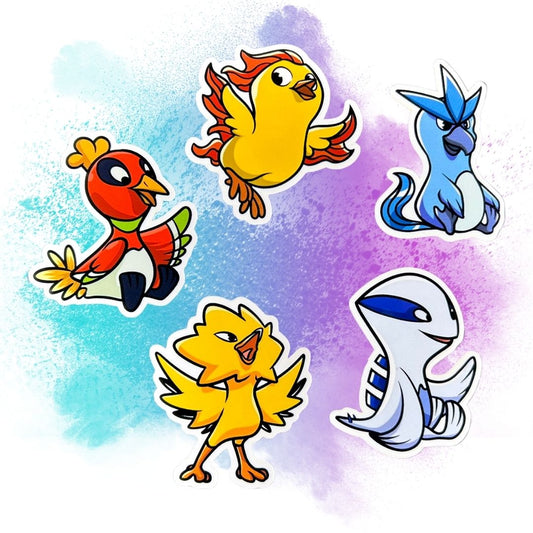 Baby Legendary Bird Pokémon Set of 5, 2-Inch Stickers