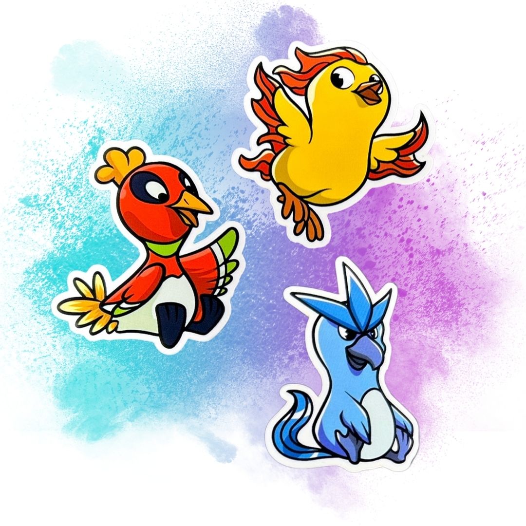 Baby Legendary Bird Pokémon Set of 5, 2-Inch Stickers