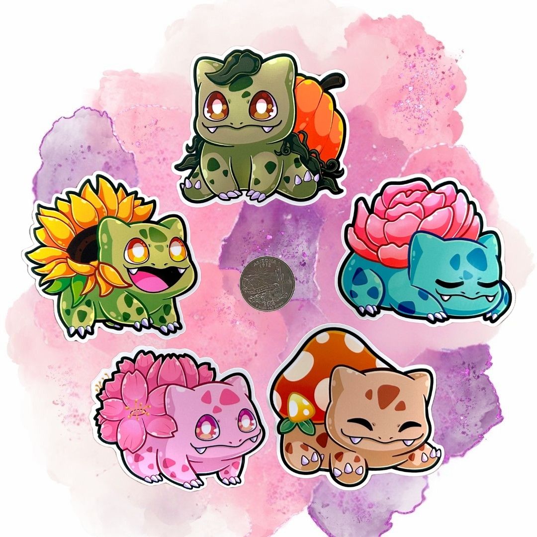 Bulbasaur Flower 3-Inch Vinyl Stickers