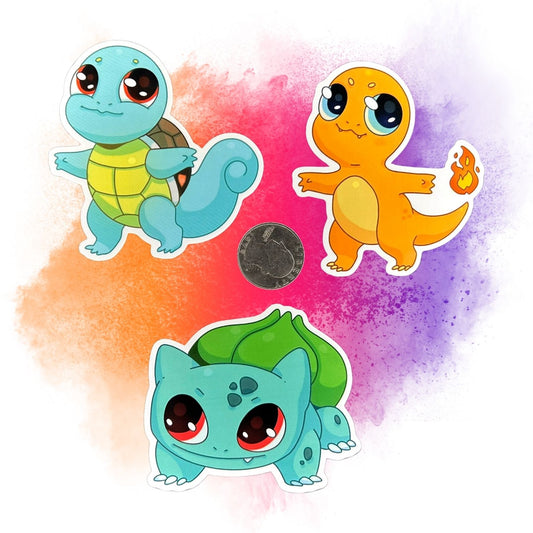 Baby Bulbasaur, Squirtle & Charmander Set of 3, 3-Inch Stickers