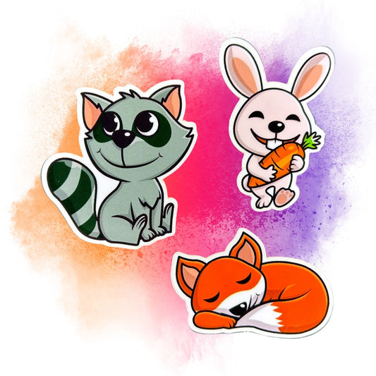 Chibi Forest Critters Set of 3, 2-Inch Stickers