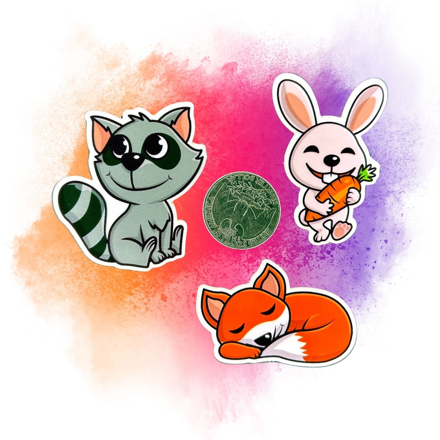 Chibi Forest Critters Set of 3, 2-Inch Stickers