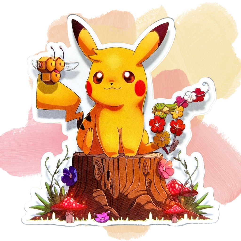 Cute Woodsy Pikachu 3-Inch Sticker
