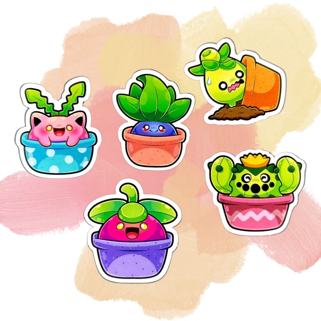 Potted Pokemon Set of 5 1.5-Inch Vinyl Stickers