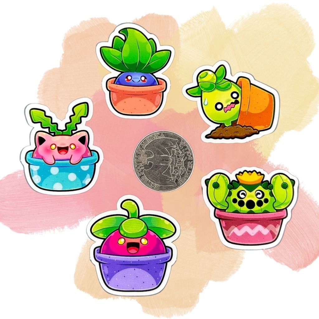 Potted Pokemon Set of 5 1.5-Inch Vinyl Stickers