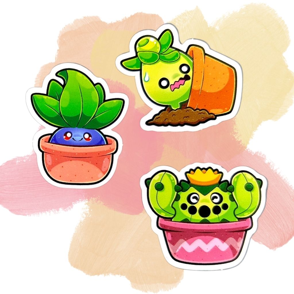 Potted Pokemon Set of 5 1.5-Inch Vinyl Stickers