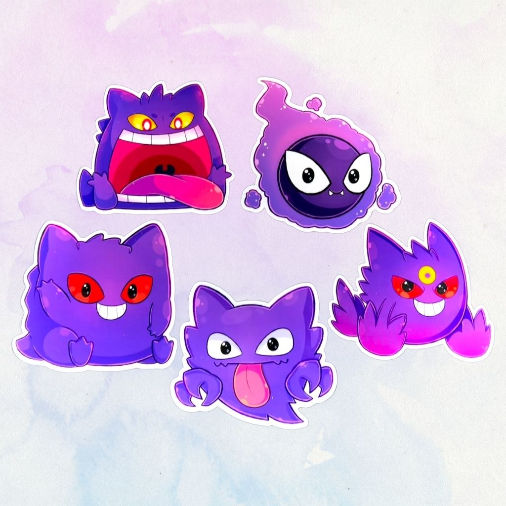 Gastly Evolution Set of 5, 3-Inch Stickers