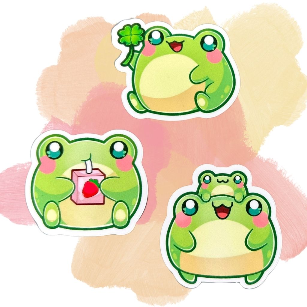 Chibi Frog Set of 5, 1.5-Inch Stickers