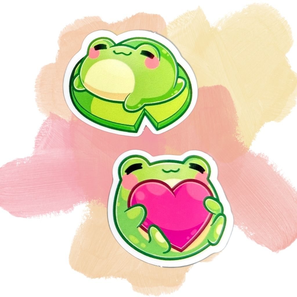 Chibi Frog Set of 5, 1.5-Inch Stickers