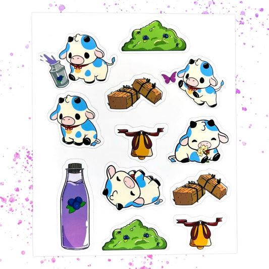 Cows & Blueberries Sticker Sheet