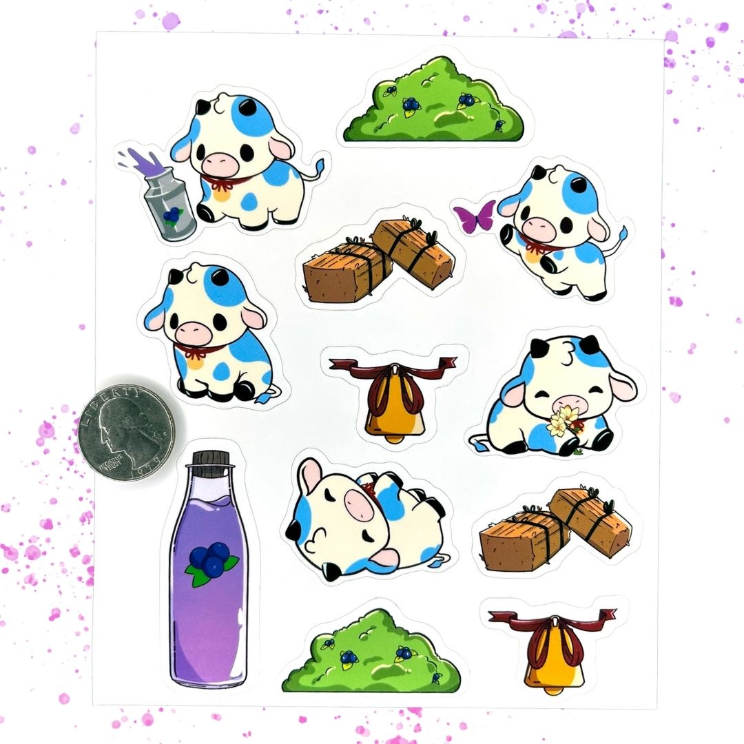 Cows & Blueberries Sticker Sheet