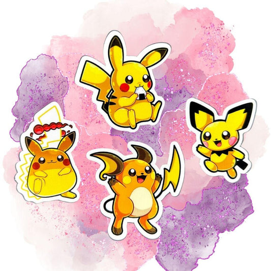 Pikachu Evolution Sticker Set of 4 - Pokémon Waterproof Decal