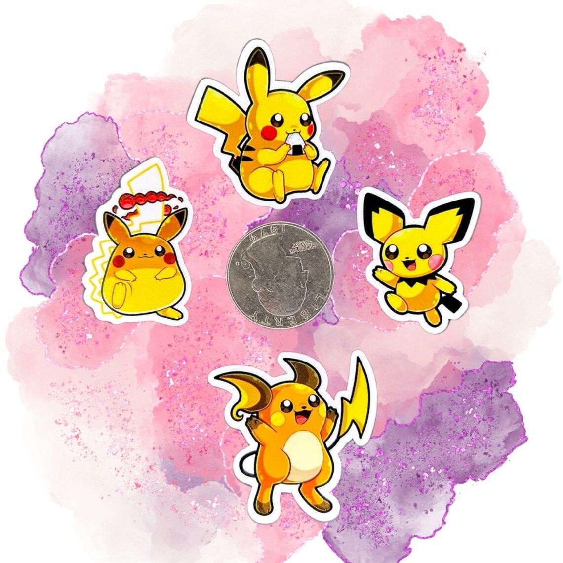Pikachu Evolution Sticker Set of 4 - Pokémon Waterproof Decal