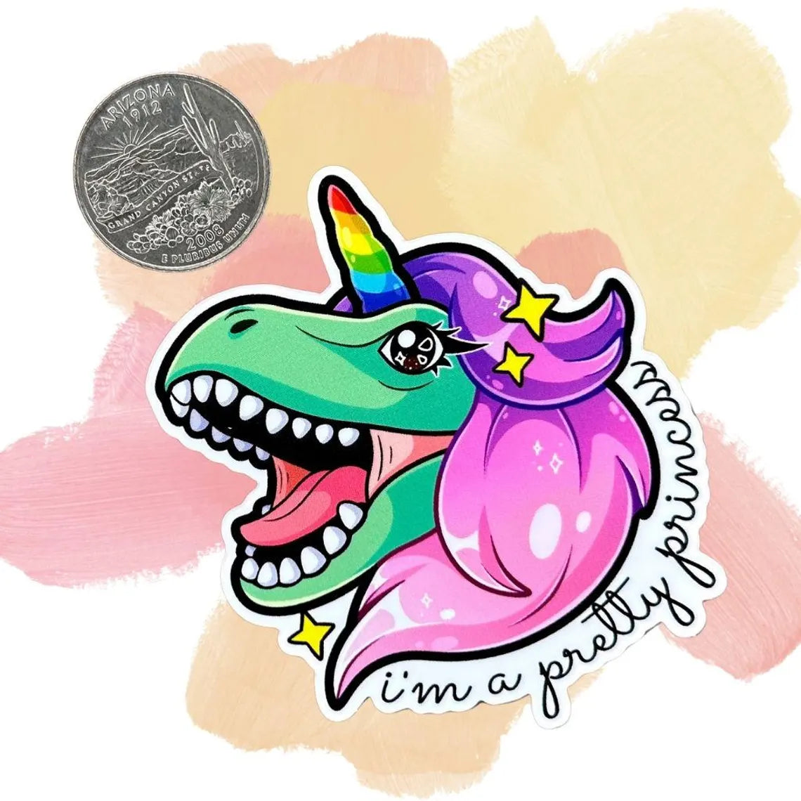 "I'm a Pretty Princess" T-Rex Vinyl Sticker - Dinosaur Sticker - Trex Sticker - Trendy Trex Sticker - Gift Idea