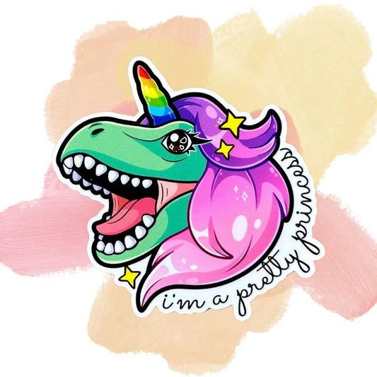 "I'm a Pretty Princess" T-Rex Vinyl Sticker - Dinosaur Sticker - Trex Sticker - Trendy Trex Sticker - Gift Idea