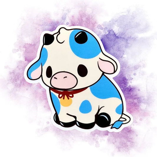 Cute Blueberry Cow Vinyl Sticker – 3" Waterproof & High-Quality – Adorable Blue Spotted Cow Sticker